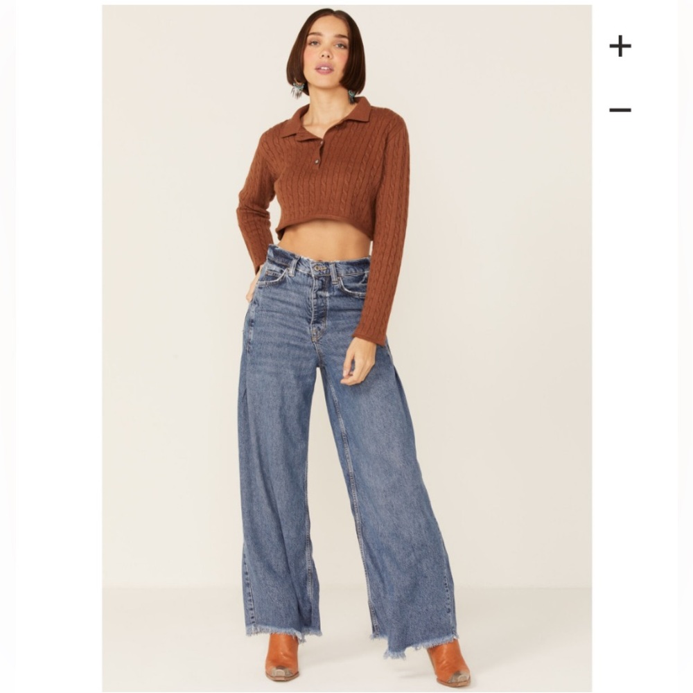 New! Callahan Women's Rootbeer Brown Cable Knit Long Sleeve Daisy Polo | Small